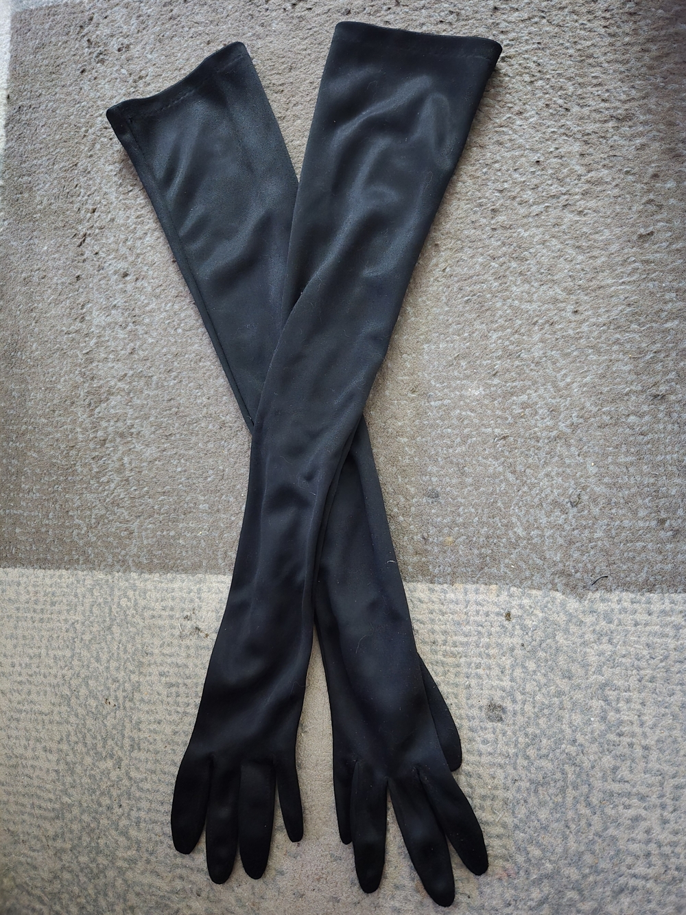 Long Black Satin Evening Gloves